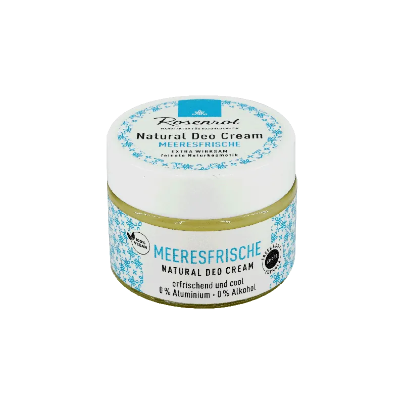 Rosenrot Naturkosmetik Deo Creme Meeresfrische – vegan. Männlich, cool und sportiv ist dieser Duft (100% natural) 50g Zertifiziert