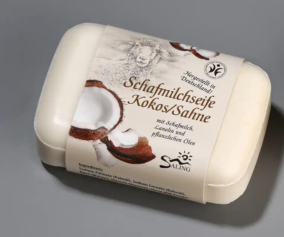 Saling Schafmilchseife Kokos/ Sahne mit Banderole 100g Direktkauf