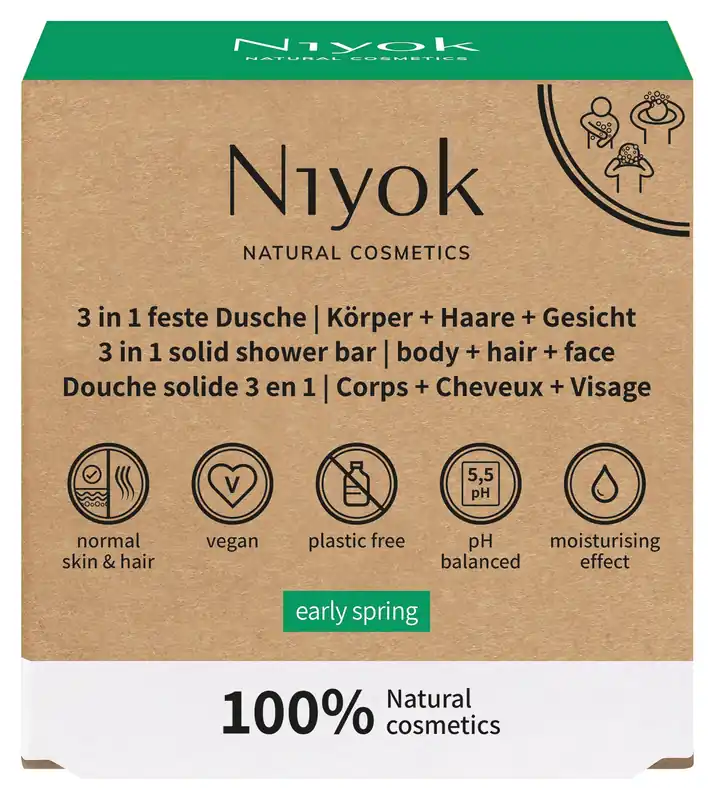 Angebot Niyok 3 in 1 feste Dusche / Körper + Haare + Gesicht Early spring 80g