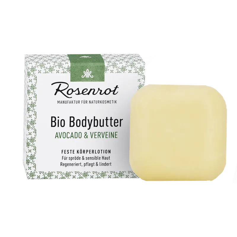 Rosenrot Naturkosmetik Bio Bodybutter Avocado & Verveine – Mit pflegendem Bio-Avocadoöl und Vervenenduft 70g Geprüft