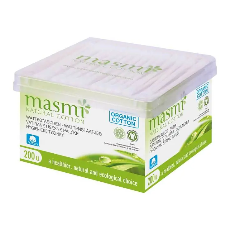 Bio Kosmetikstäbchen 100% Bio Baumwolle Masmi, 200 St Mega-Angebot