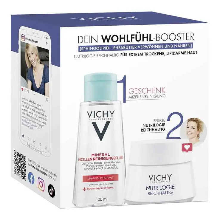 Vichy Nutrilogie reichhhaltig für extrem trockene Haut + PT Mizelle Coffret, 1 P Neue Kollektion