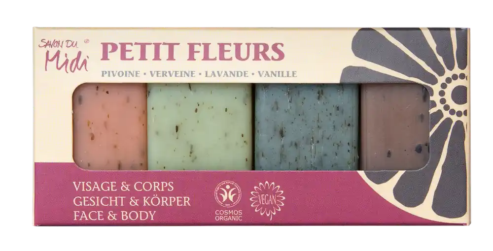 Gleich Bestellen Savon du Midi PETIT FLEURS – Bio-Blüte Gästeseifen 4 x 20g in Kartonbox 5 x 80g