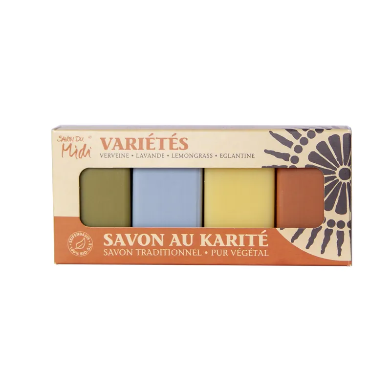 Sonderaktion Savon du Midi Le Cadeau – Gästeseifen VARIÉTÉS (Lemongrass, Lavendel, Wildrose, Eisenkraut – 4x20g) 5 x 80g