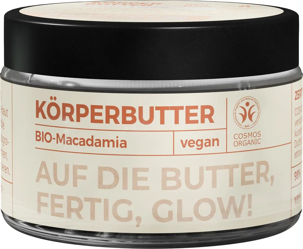 Neuheit benecos BIO Körperbutter BIO-Macadamia – AUF DIE BUTTER, FERTIG, GLOW! 100ml