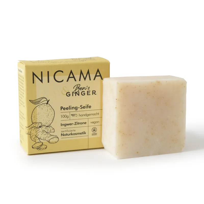NICAMA zertifizierte Bio-Peeling-Seife Ingwer-Zitrone 6 x 100g Exklusiv
