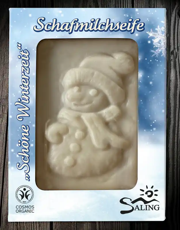 Saling Schafmilchseife Schneemann in der Faltschachtel mit Sichtfenster, cosmos organic zertifiziert 12 x 85g Beliebt