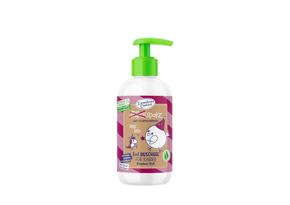 Dresdner Essenz Dreckspatz 3 in 1 Dusche Brombeer-Duft (Freu Dich) 250ml Finale Aktion