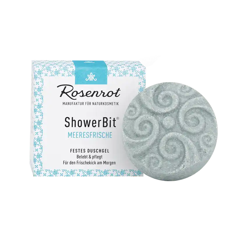 Neuheit Rosenrot Naturkosmetik ShowerBit® – festes Duschgel Meeresfrische – 60g – in Schachtel 60g