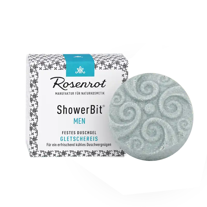 Rosenrot Naturkosmetik ShowerBit® MEN – festes Duschgel Gletschereis – 60g – in Schachtel 60g Geprüft