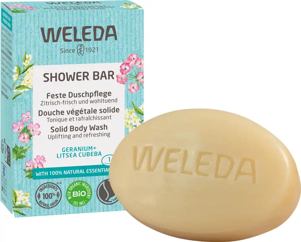 Weleda Feste Duschpflege Geranium+Litsea Cubeba 75g Garantierte Lieferung