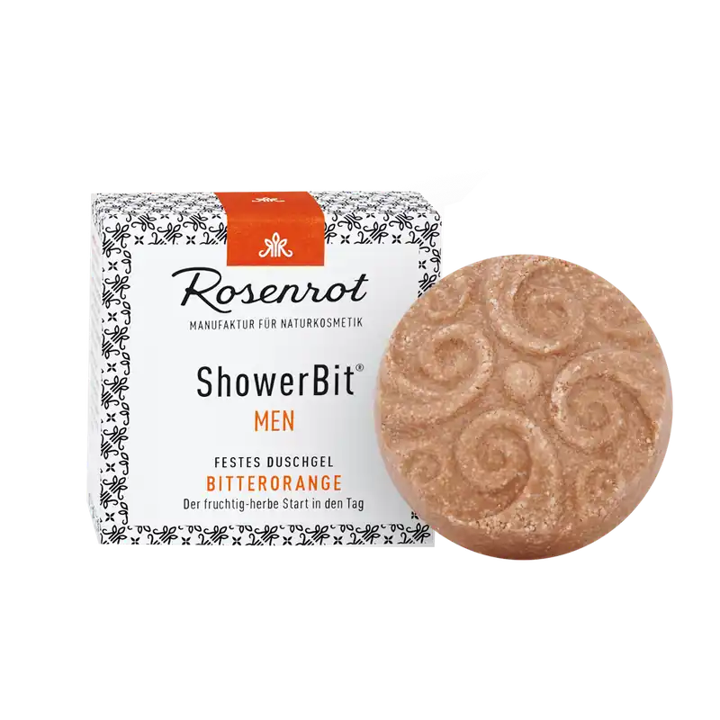 Gratis Versand Rosenrot Naturkosmetik ShowerBit® – festes Duschgel MEN Bitterorange – 60g – in Schachtel 60g