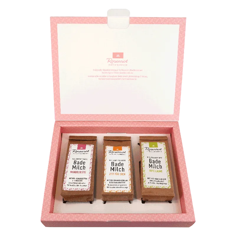 Rosenrot Naturkosmetik Naturkosmetik Premium Geschenkset Bademilch „Trio“ 270g Zertifiziert