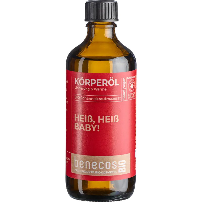 benecos BIO Körperöl Bio-Johanniskrautmazerat – HEIß, HEIß, BABY! 100ml Neu Im Sortiment