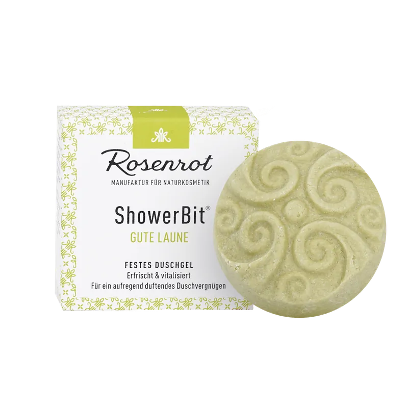 Echt Rosenrot Naturkosmetik ShowerBit® Mini – festes Duschgel Gute Laune – 30g – in Schachtel 6 x 30g