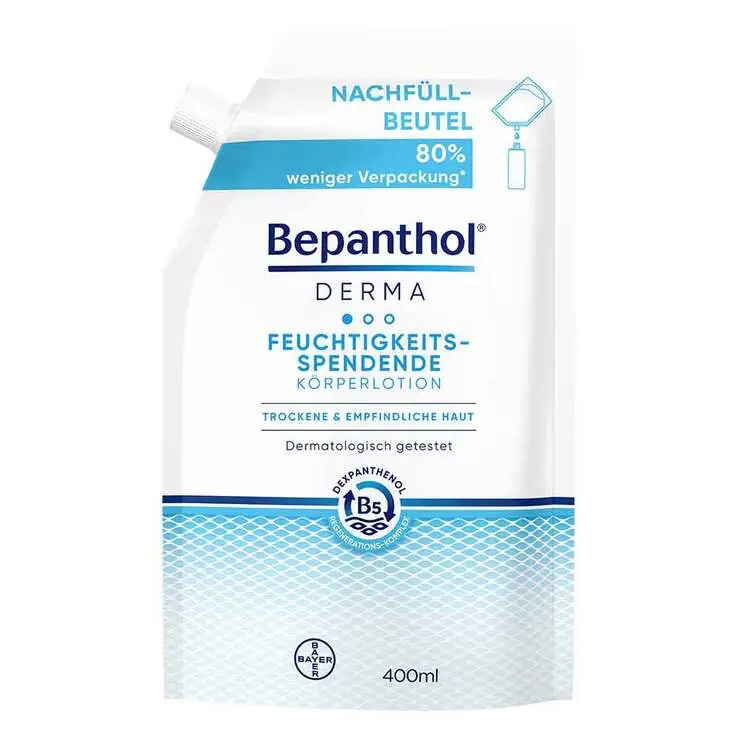 Preiswert Bepanthol Derma feuchtigkeitsspendende Körperlotion Nachfüllbeutel, 1X400 ml