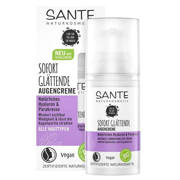 Kostenloser Rückversand Sante glättende Augencreme Hyaluron & Parakresse, 15 ml