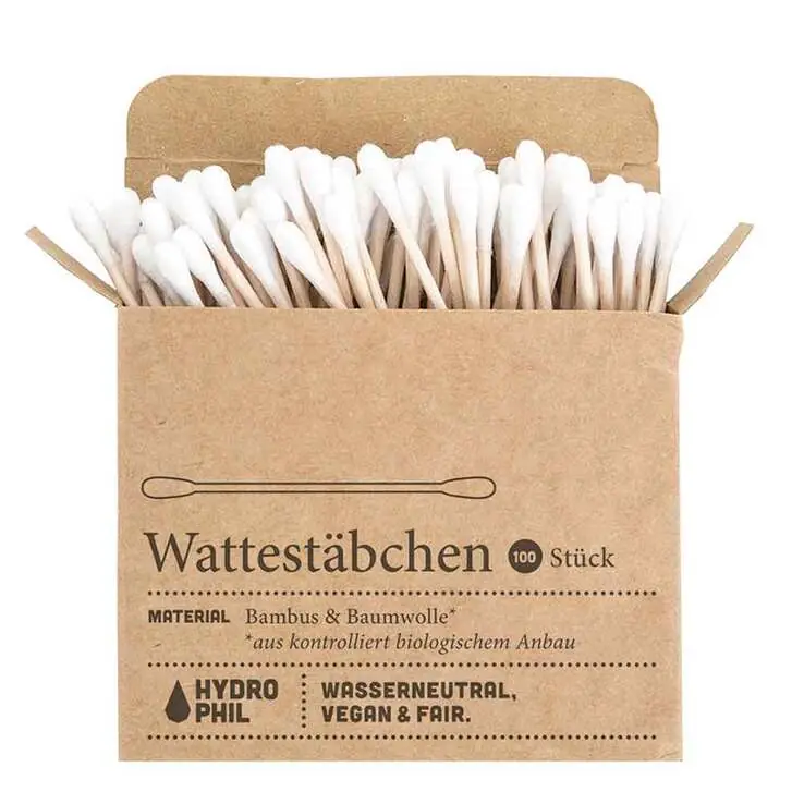 Wattestäbchen aus Bambus & Bio-Baumwolle Hydrophil, 100 St Kostenfreie Lieferung
